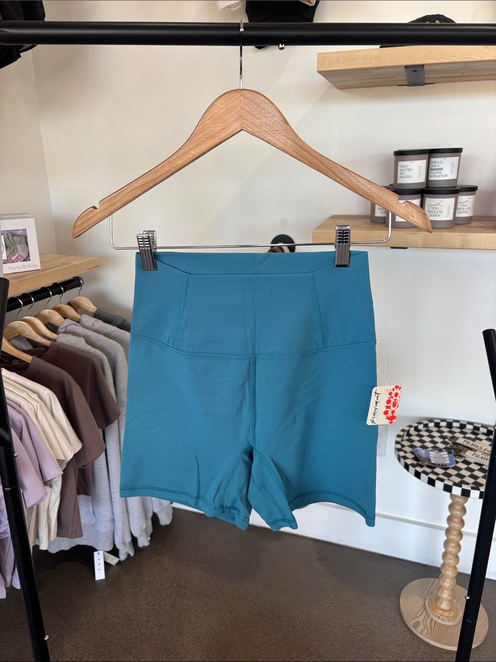 High-Waist Teal Active Shorts